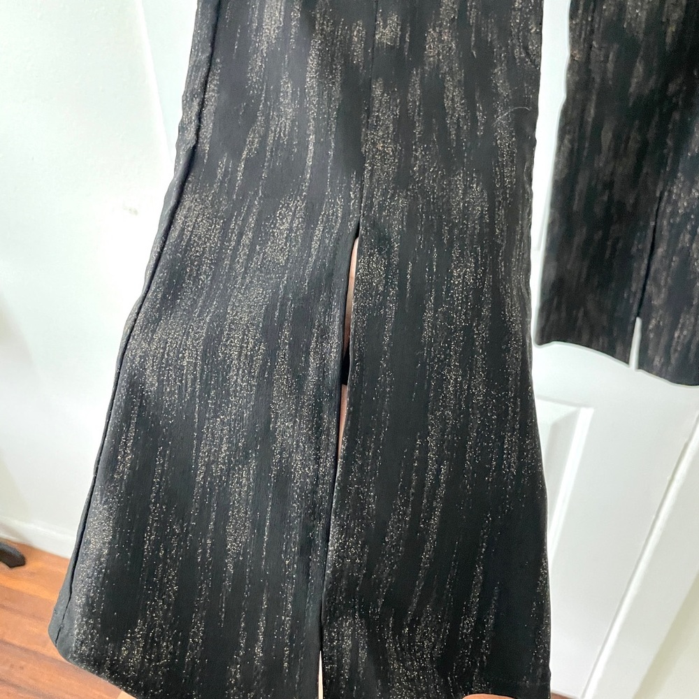 NWT bebe Black Metallic Vest+Boot-Cut Pants Set Coachella Festival Concert Sz S - Picture 7 of 10